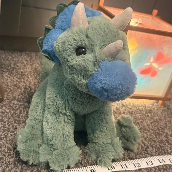 Douglas Cuddle Toys Triceratops Dinosaur Blue Green - Picture 2 of 6